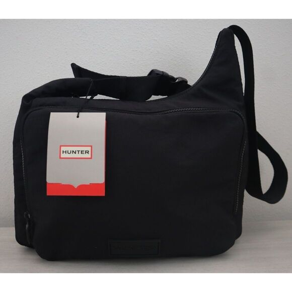 Hunter Unisex Large Black Nylon Commute Shoulder Bag w/Adjustable Webbing Strap - Picture 1 of 16